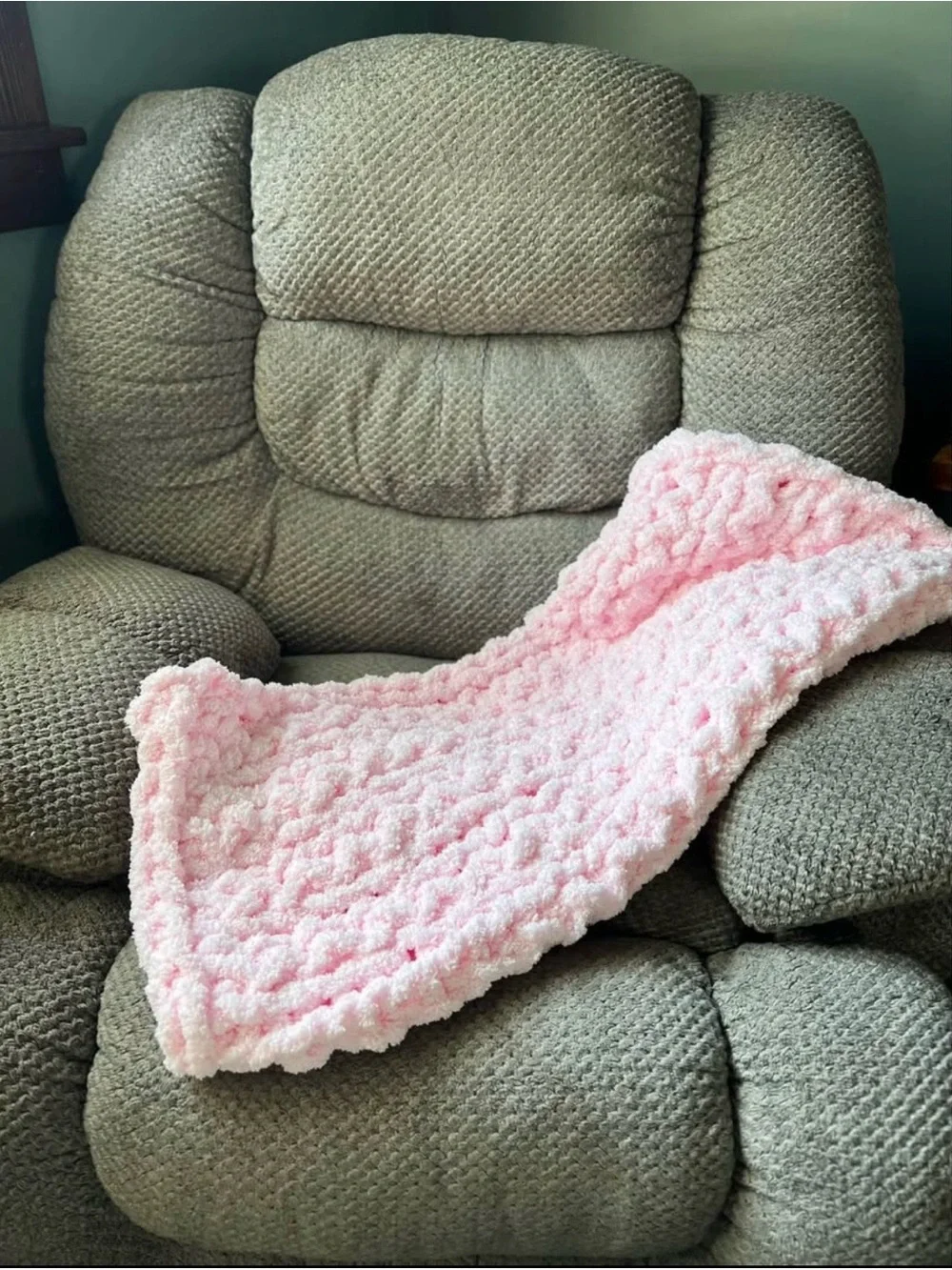 Soft Pink Baby Crochet Lovey Blanket for Kids
